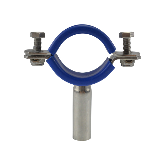 Support de tuyau rond en acier inoxydable avec insert bleu 