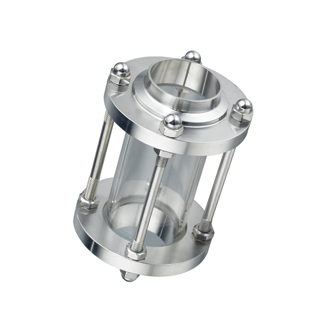 Indicateur de débit de vue à trois pinces pour tube en ligne en acier inoxydable 