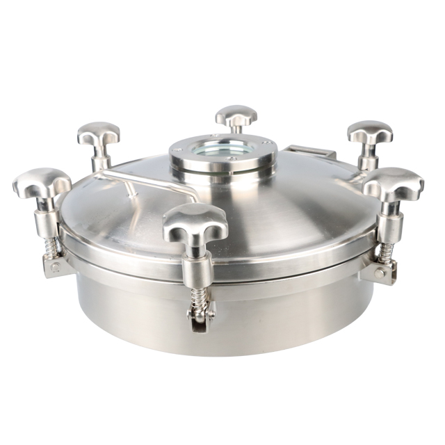Trou d'homme pressurisé circulaire d'autoclave d'ouverture rapide de catégorie comestible d'acier inoxydable avec le bord biseauté 