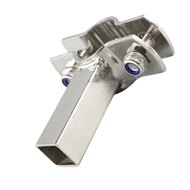 Support de tuyau rond réglable en acier inoxydable avec support en acier à tube carré