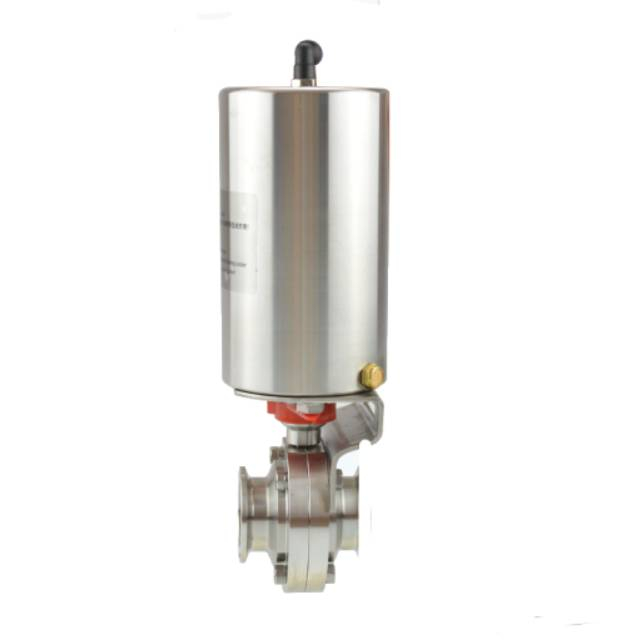 Vanne papillon pneumatique DIN en acier inoxydable avec actionneur pneumatique