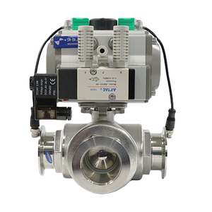 Robinet à tournant sphérique serré pneumatique à 3 voies en acier inoxydable sanitaire avec positionneur intelligent