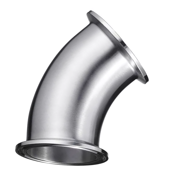 Coude sanitaire ISO2037 BPE-2KMP BPE JN-FT-20 7003 en acier inoxydable, coude court à 45 degrés 