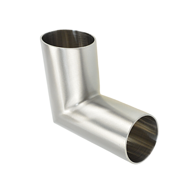 Coude à angle poli de qualité alimentaire SMS ISO-L2KS ISO/IDF JN-FT-20 4002 en acier inoxydable