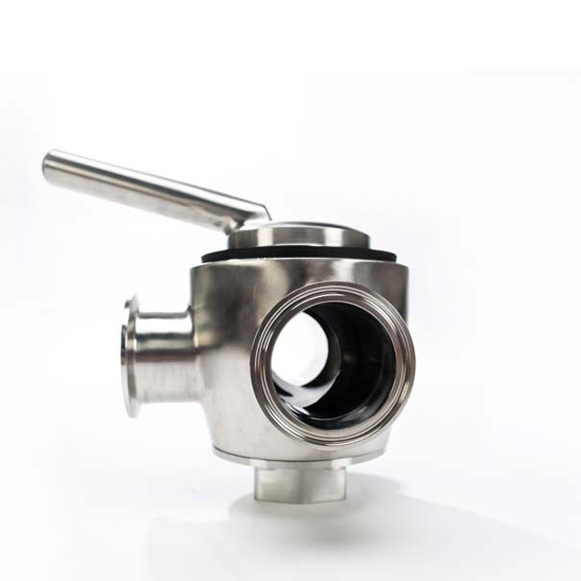 La norme sanitaire ASME en acier inoxydable a serré le robinet à tournant 3 voies